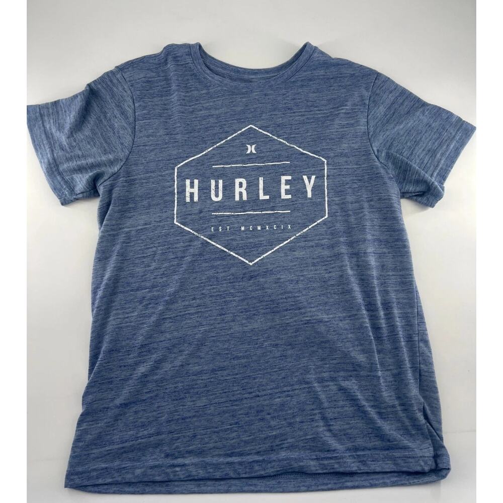 Hurley Shirt Mens Medium Short Sleeve Light Blue Graphic Tshirt Pullover Skater